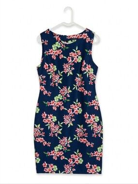 Tommy Hilfiger Navy Midi Dress with Pink & Green Floral Print